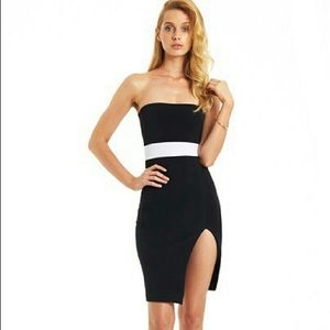 Black Strapless Bandage Dress